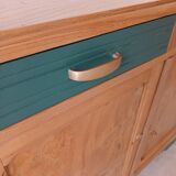 Buffet in elm burl, restyled in green and wood
