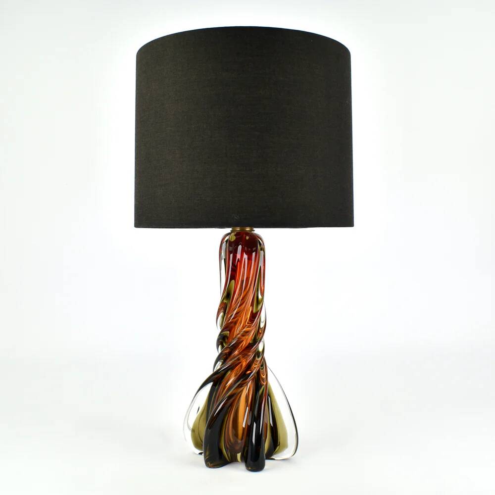 Lampe de table en verre d'uranium Murano, années 1950