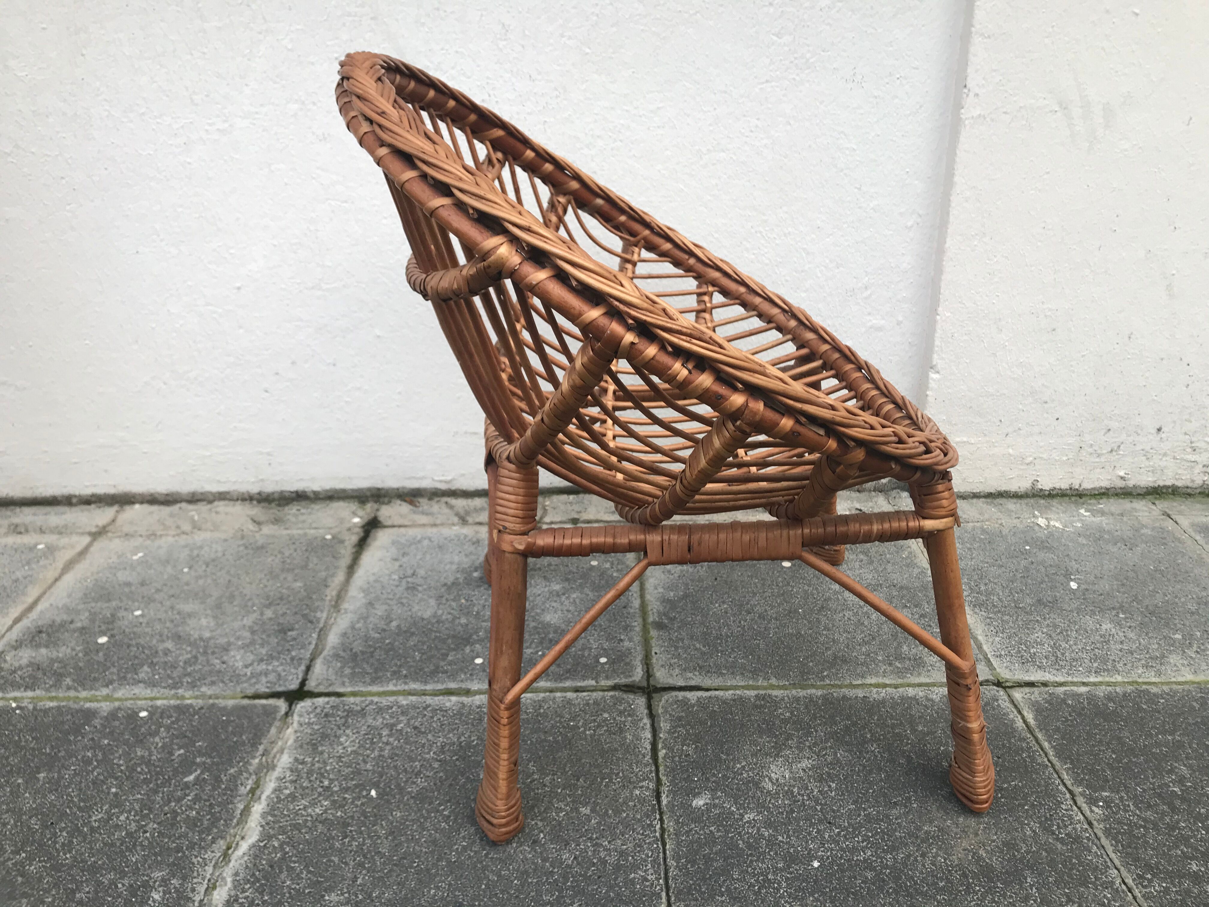 Pair of rattan chairs for children