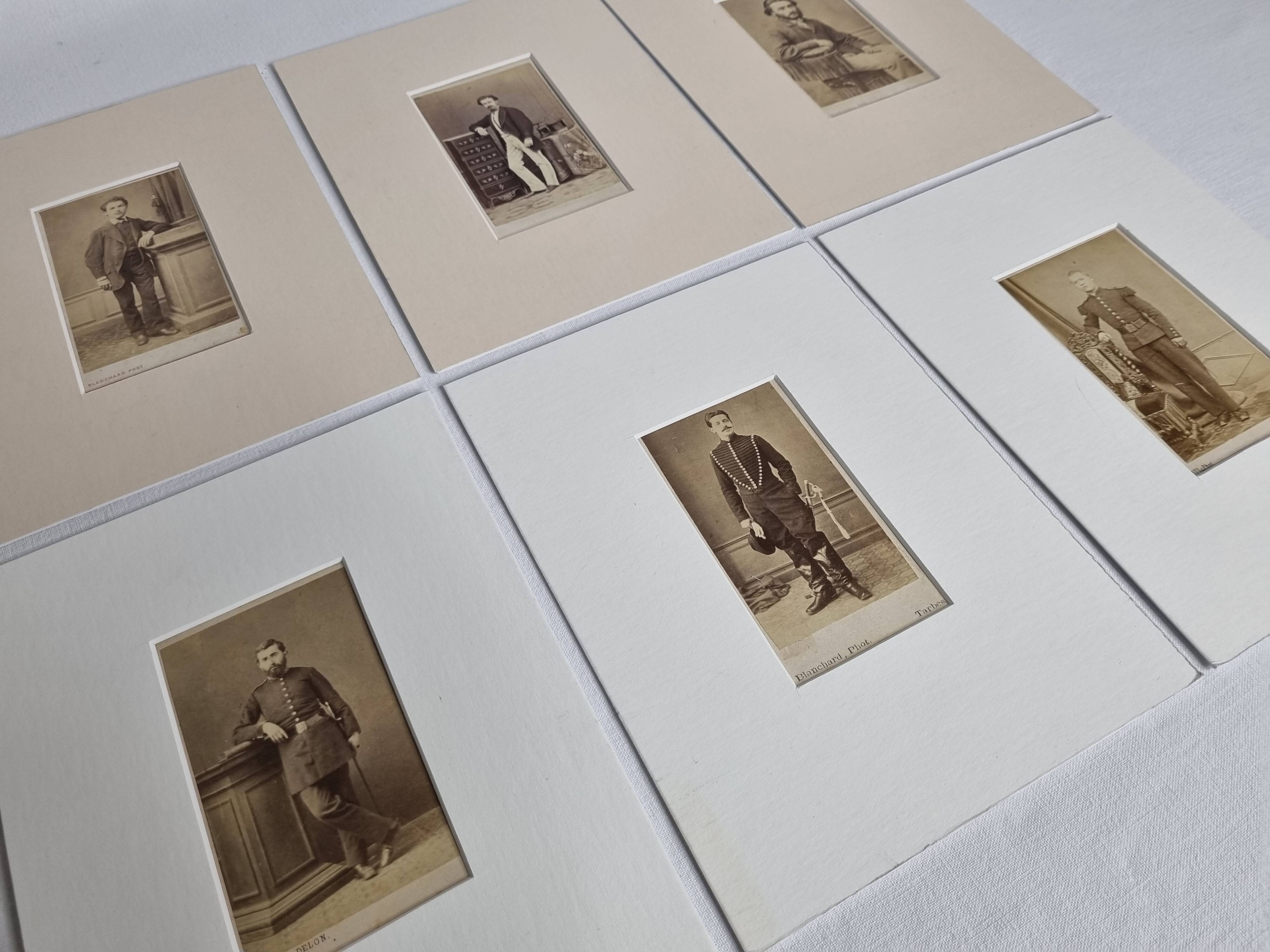 Set of 6 mounted old photographs, 19th century studio portraits