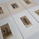 Ensemble de 6 photographies anciennes montées, portraits studio du XIXe siècle