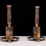 Modernistic silver plated bronze candle sticks Early 20th Century