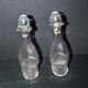 Antique oil and vinegar set in moulded crystal with bamboo torso, signed Saint-Louis, registered 1900.