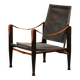 Kaare Klint Safari Chair in Grey Canvas and Dark Stained Ash for Rud Rasmussen