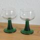 2 verres à eau pieds coniques vert Luminarc vintage années 70