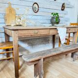 Raw wood farm table