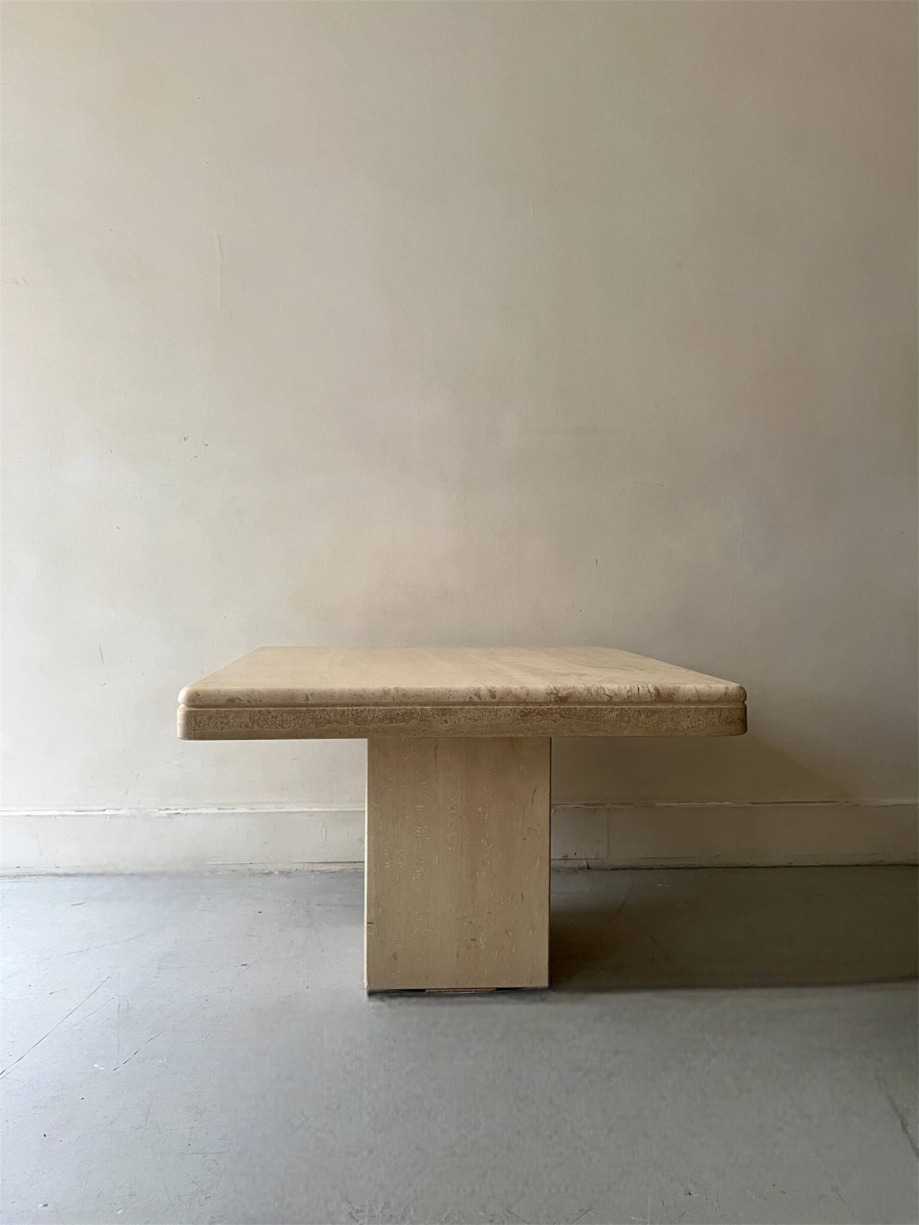 Square travertine coffee table, Italy 1970