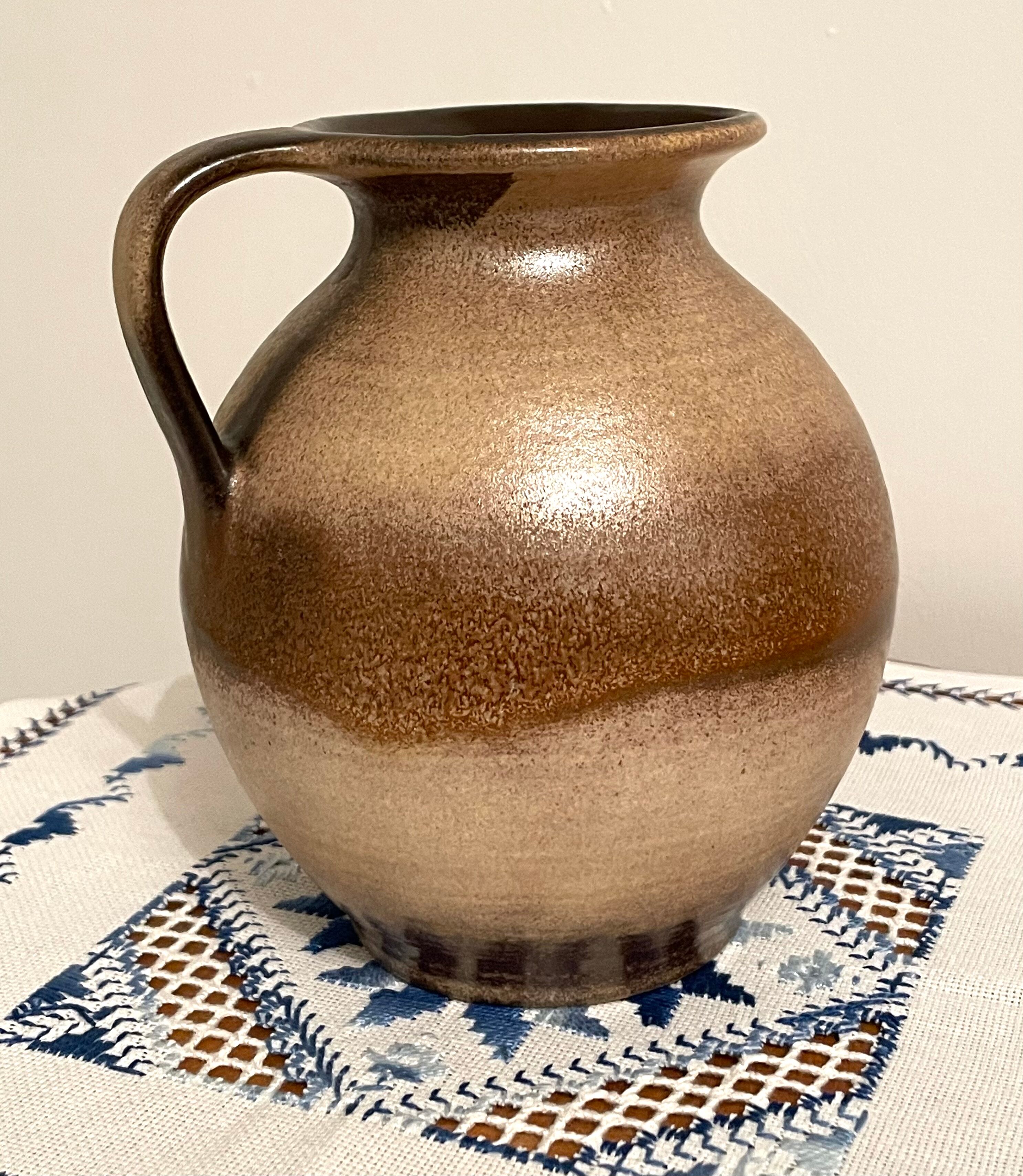 Scheurich 603-15 brown-beige vase or jug with handle, west german art pottery (wgp)