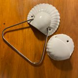 Shell towel rack and earthenware soap holder
