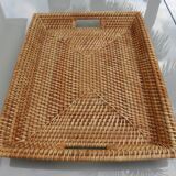 Tray with handles rattan