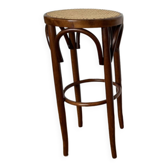 Tabouret de bar cannage et bois courbé