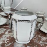 Coffee set, tea 1925, art deco, union céramique, uc, limoges, 8 cups, 8 subcups, teapot