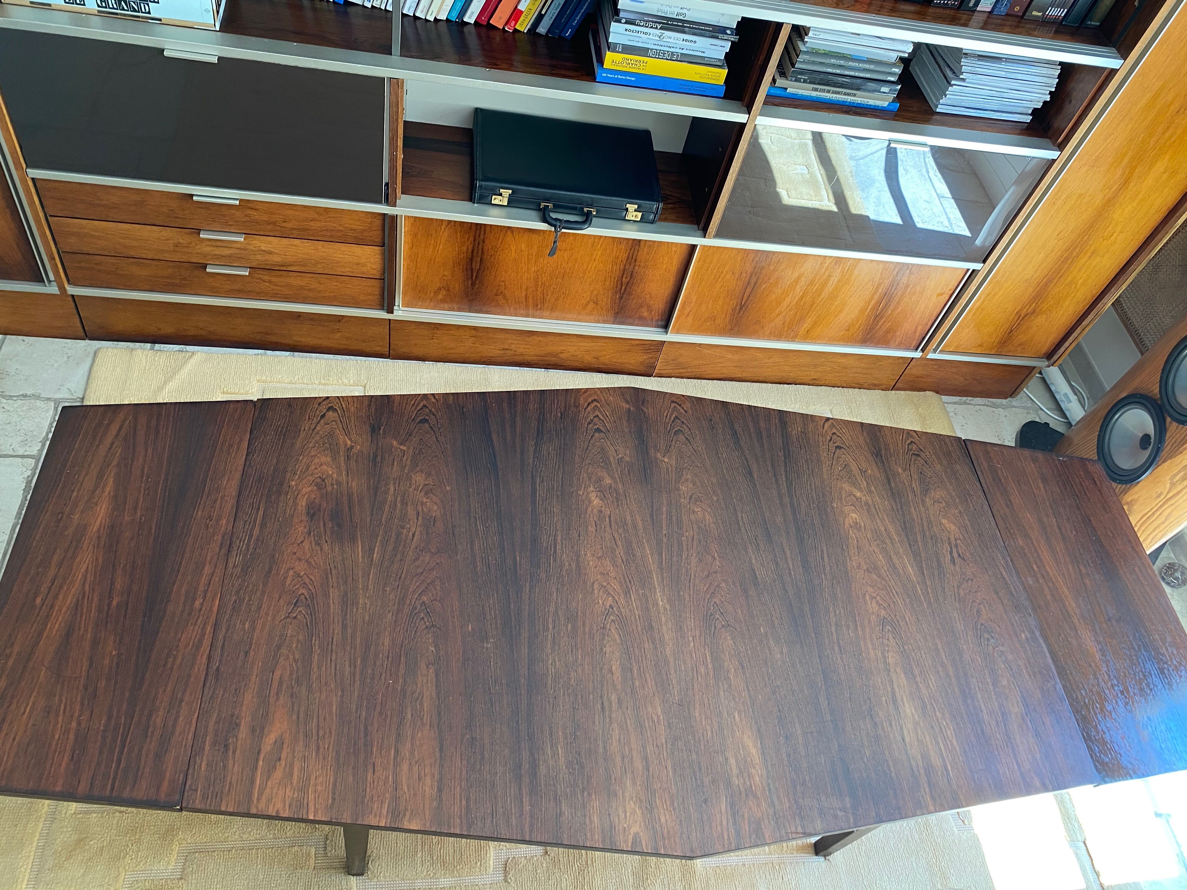 Scandinavian dining table in hexagonal rosewood 1960