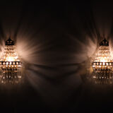 Pair of chrystal wall lights, 1950s, France