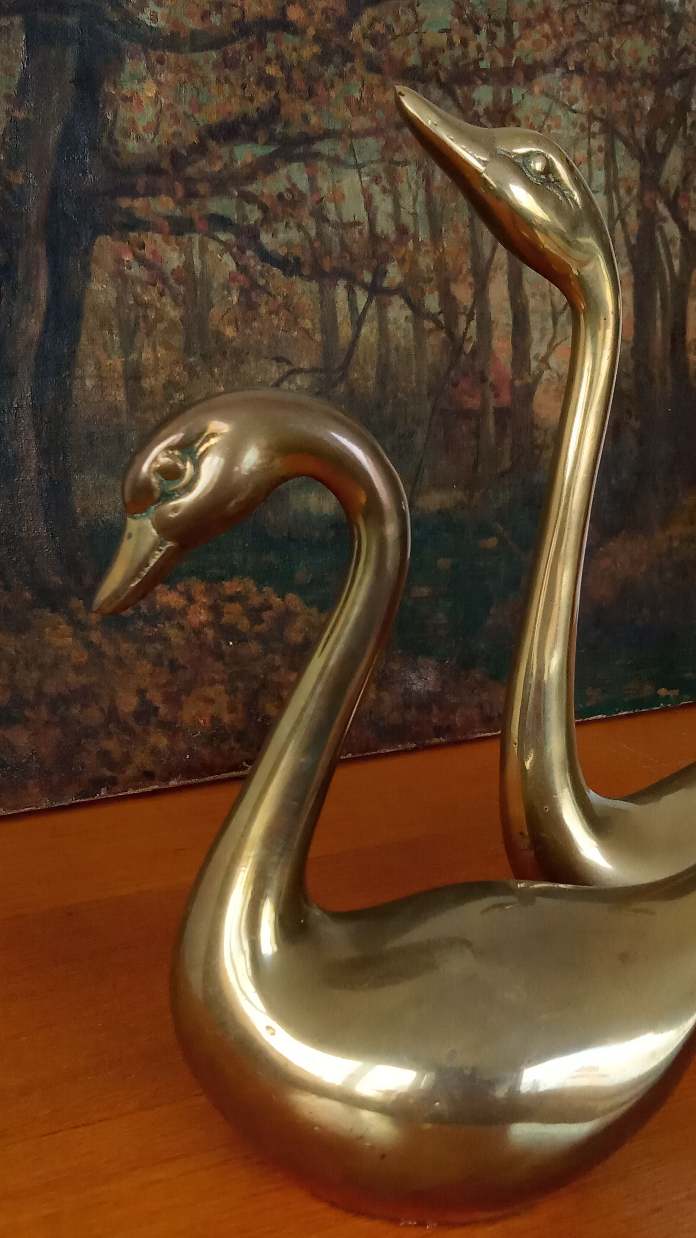 Paire de cygnes en laiton