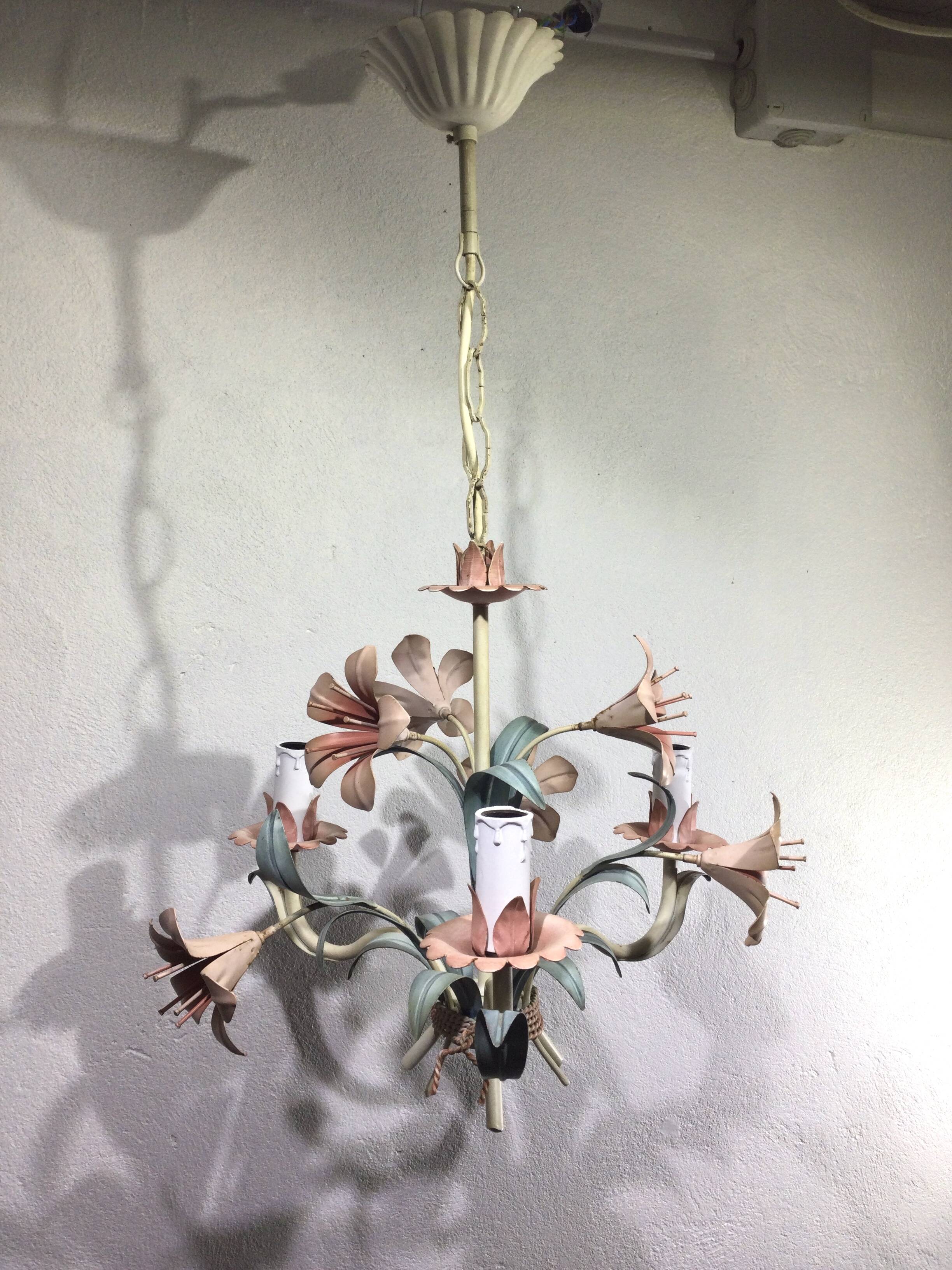 3-light wrought iron chandelier