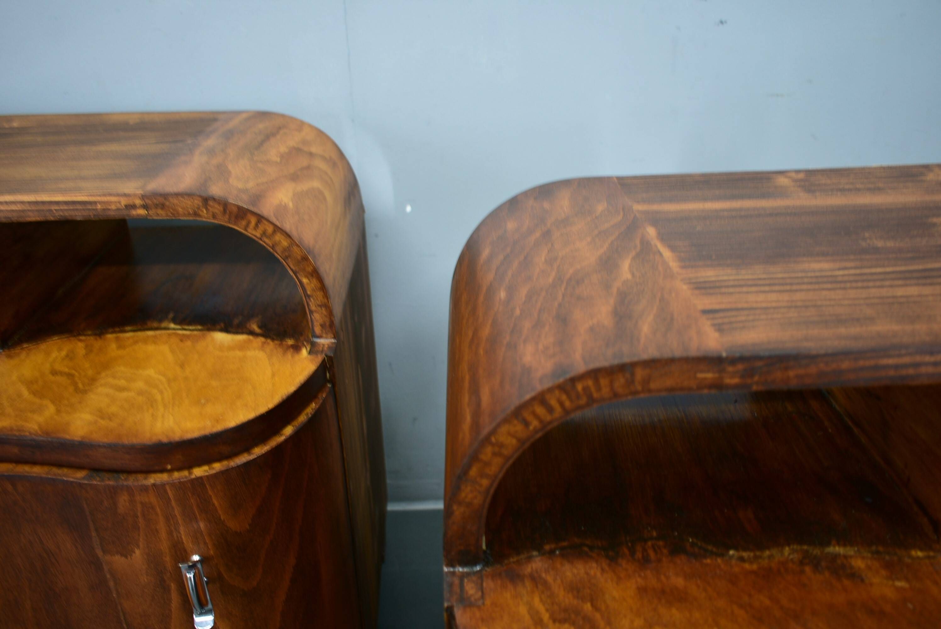 1939s Pair of Art Deco Bedside Tables, Czechoslovakia
