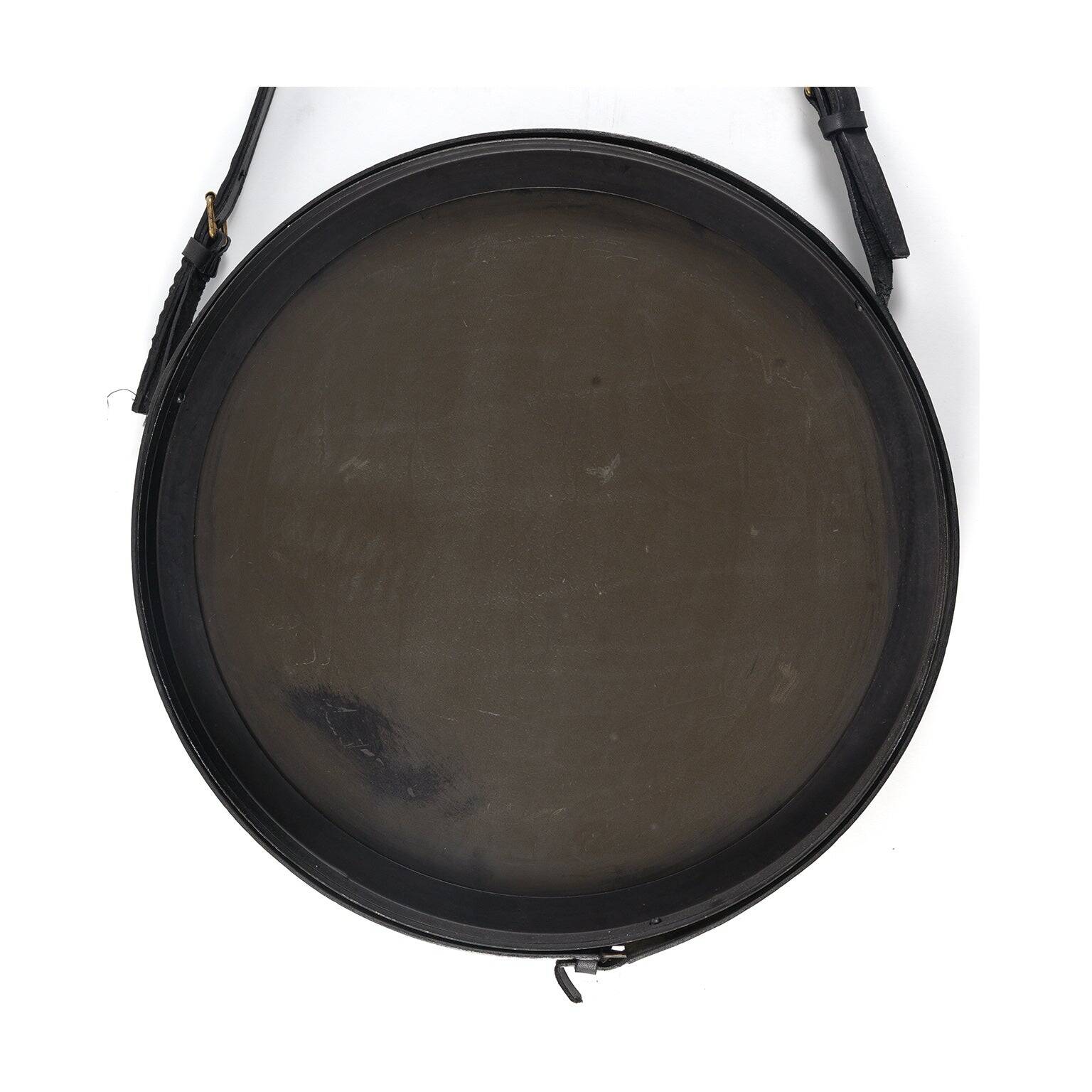 Leather strap mirror attributed to Jacques Adnet, France, 1950s.