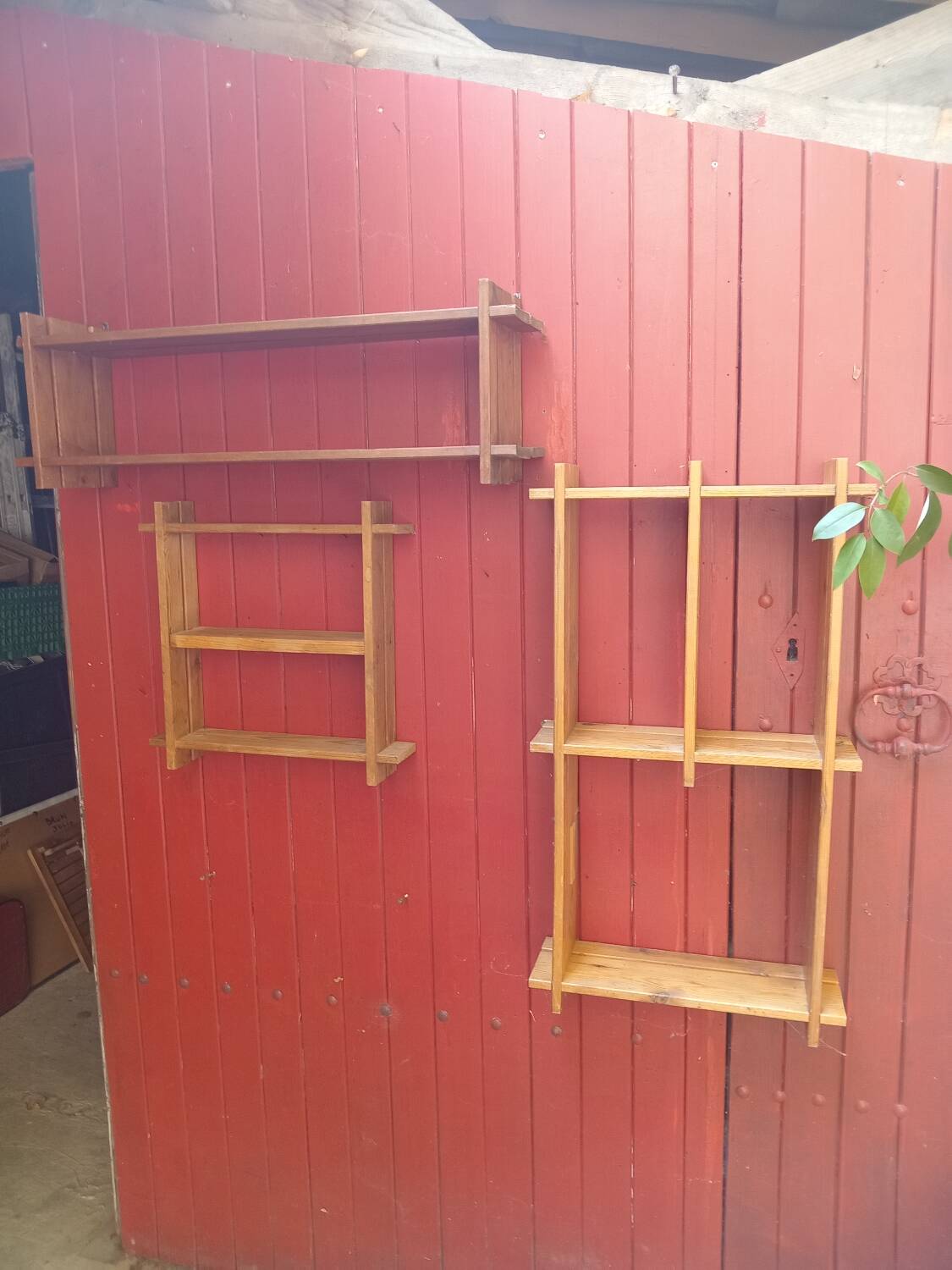 Three solid pine shelves