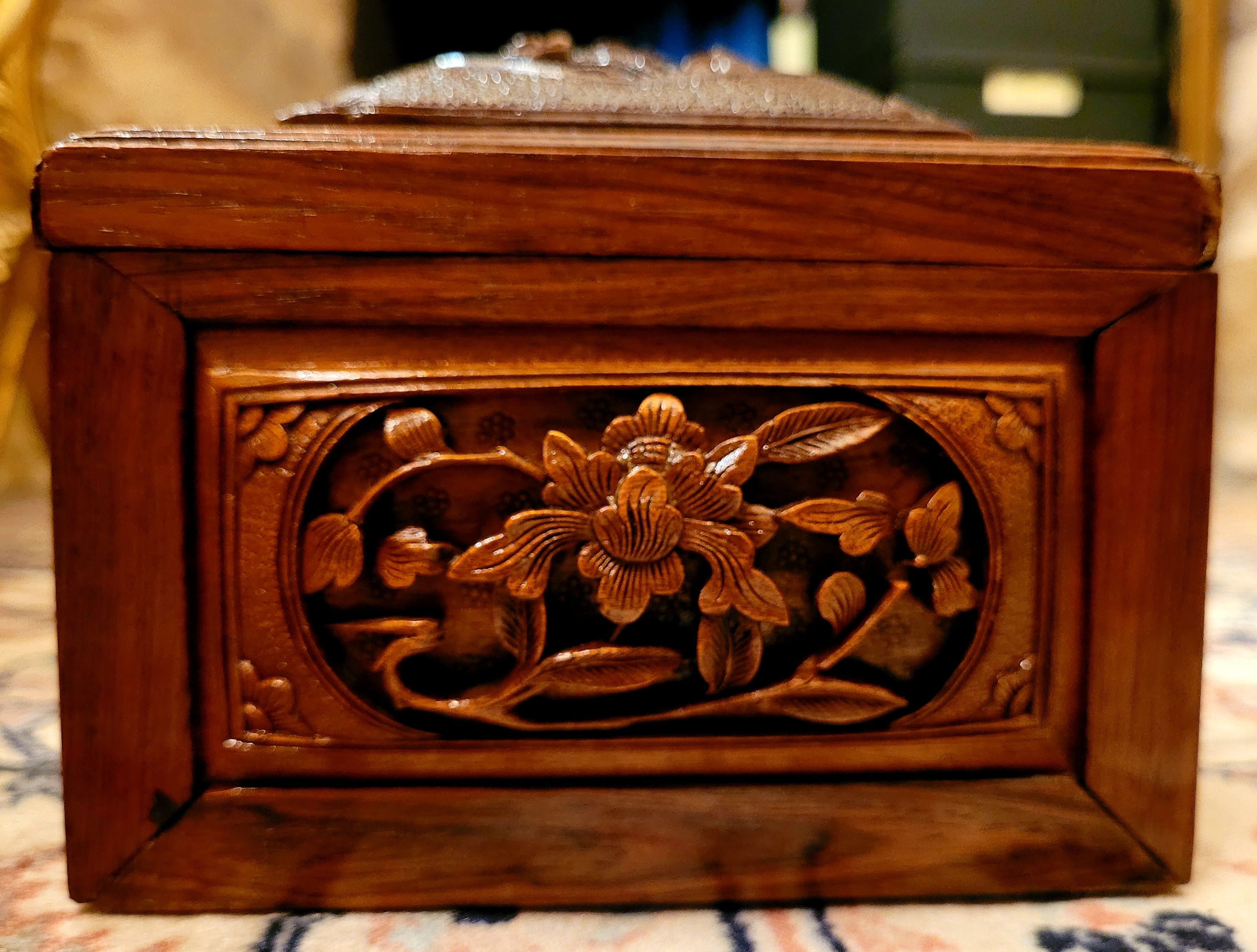 Vintage wooden box tea box 19th century Asia Indochina China