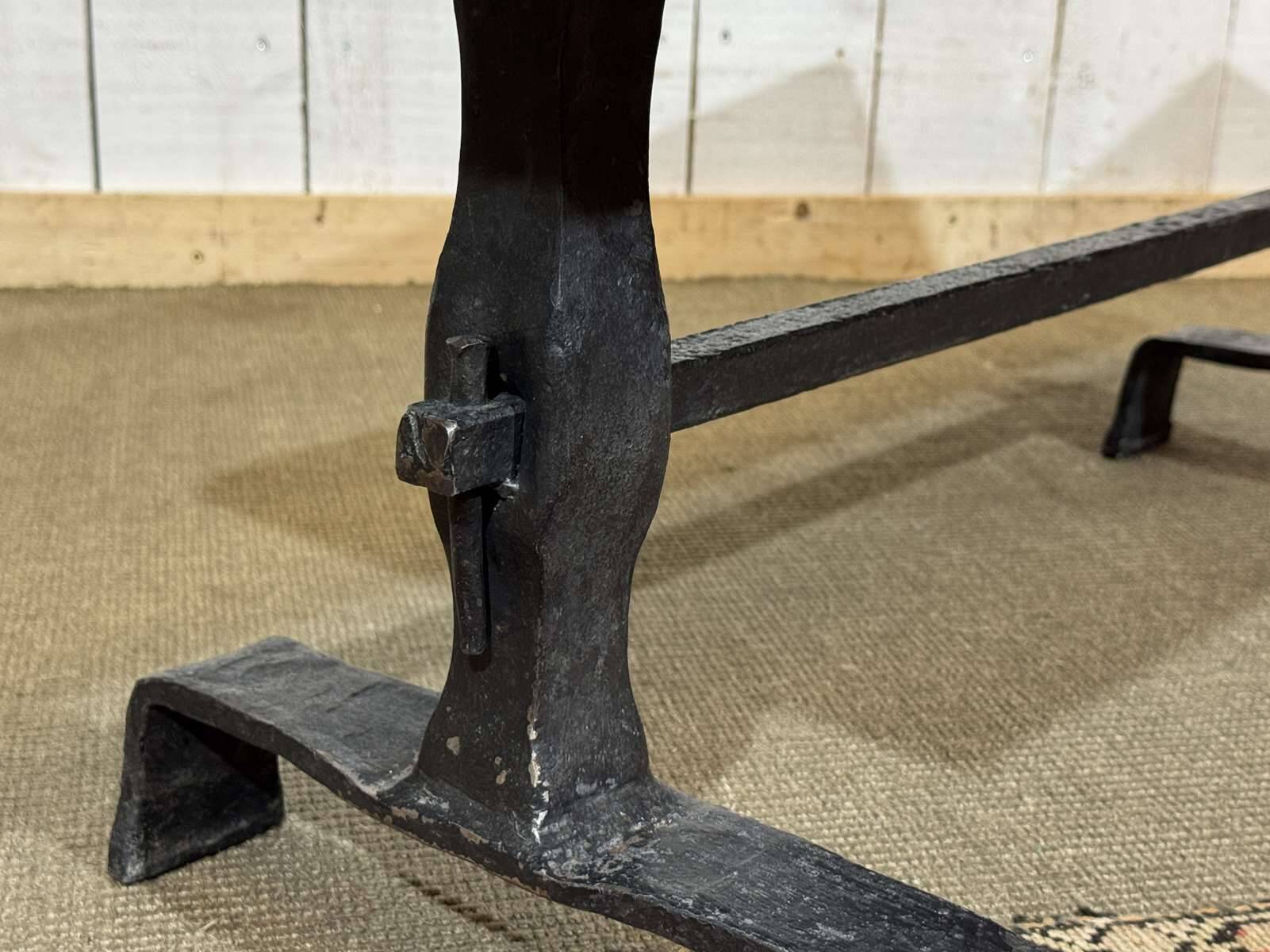 Coffee table in wrought iron with a slate top, work from the 1950s.