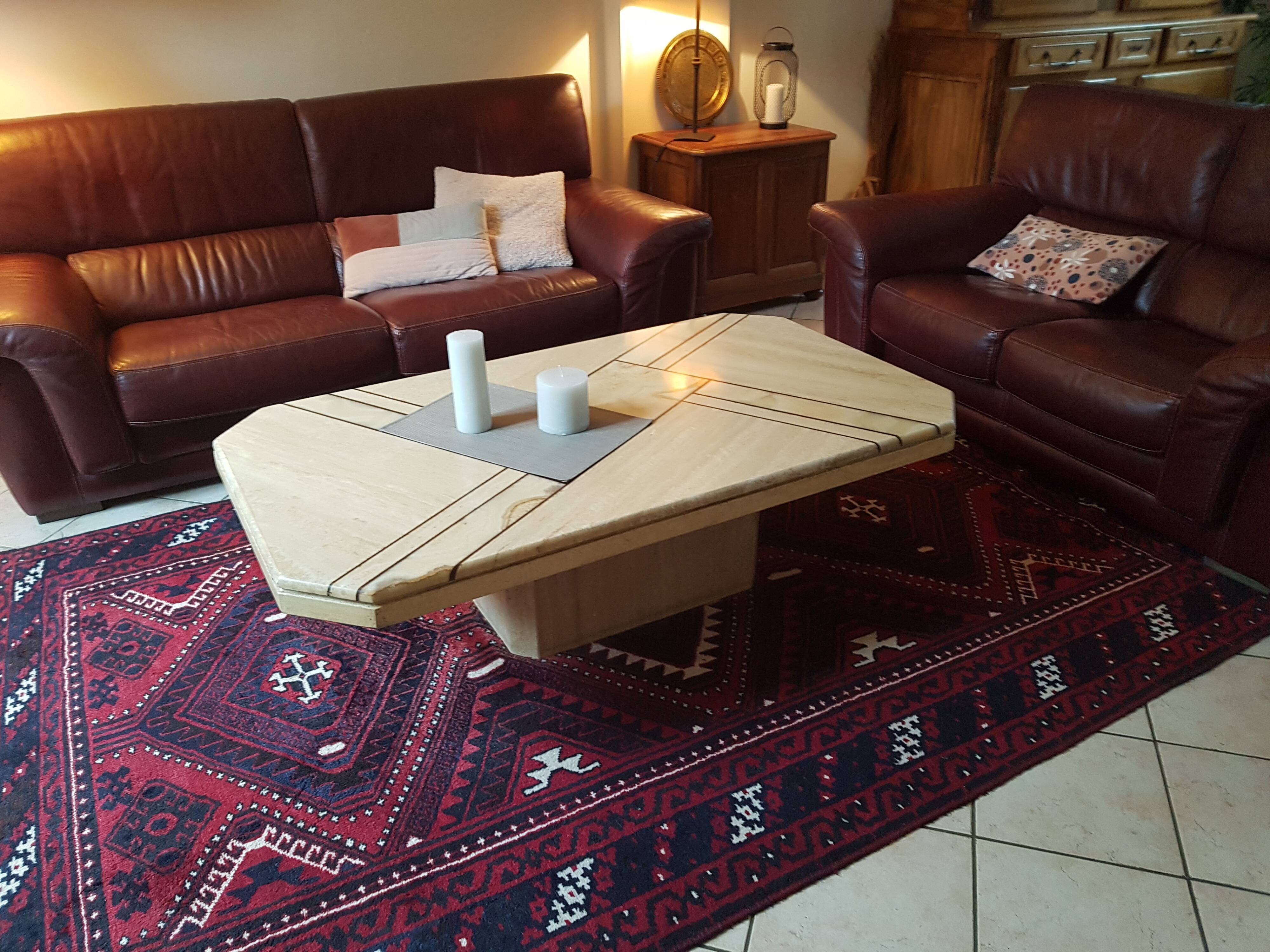 Travertine coffee table