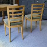 Pair of modern chairs with green velvet seats, 1940s