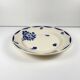 Half-porcelain cake dish Badonviller, blue flower pattern, early 20th century.