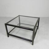 Hollywood Regency coffee table with 2 faceted glass plates, 1970s