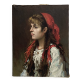 Oil painting on canvas signed on the back dimensions: height -50cm- width -40cm-
