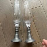 Verre a champagne en etain