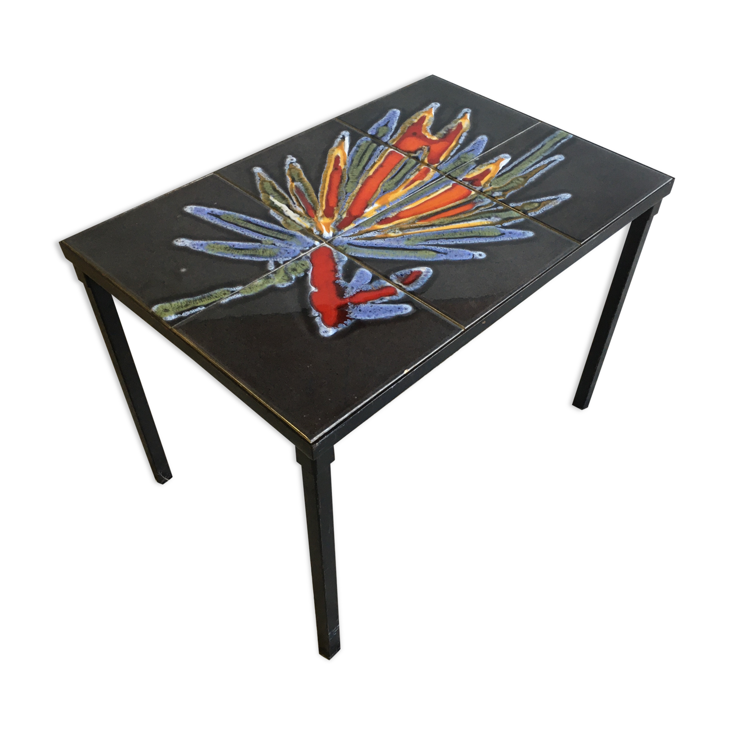 Metal and ceramic coffee table - 60s