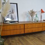 Scandinavian low teak and metal sideboard