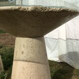 Table glass columns travertine design 1980