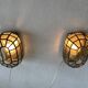 Pair of black iron wall sconces with structured glass by Limburg, 1960s, Germany.