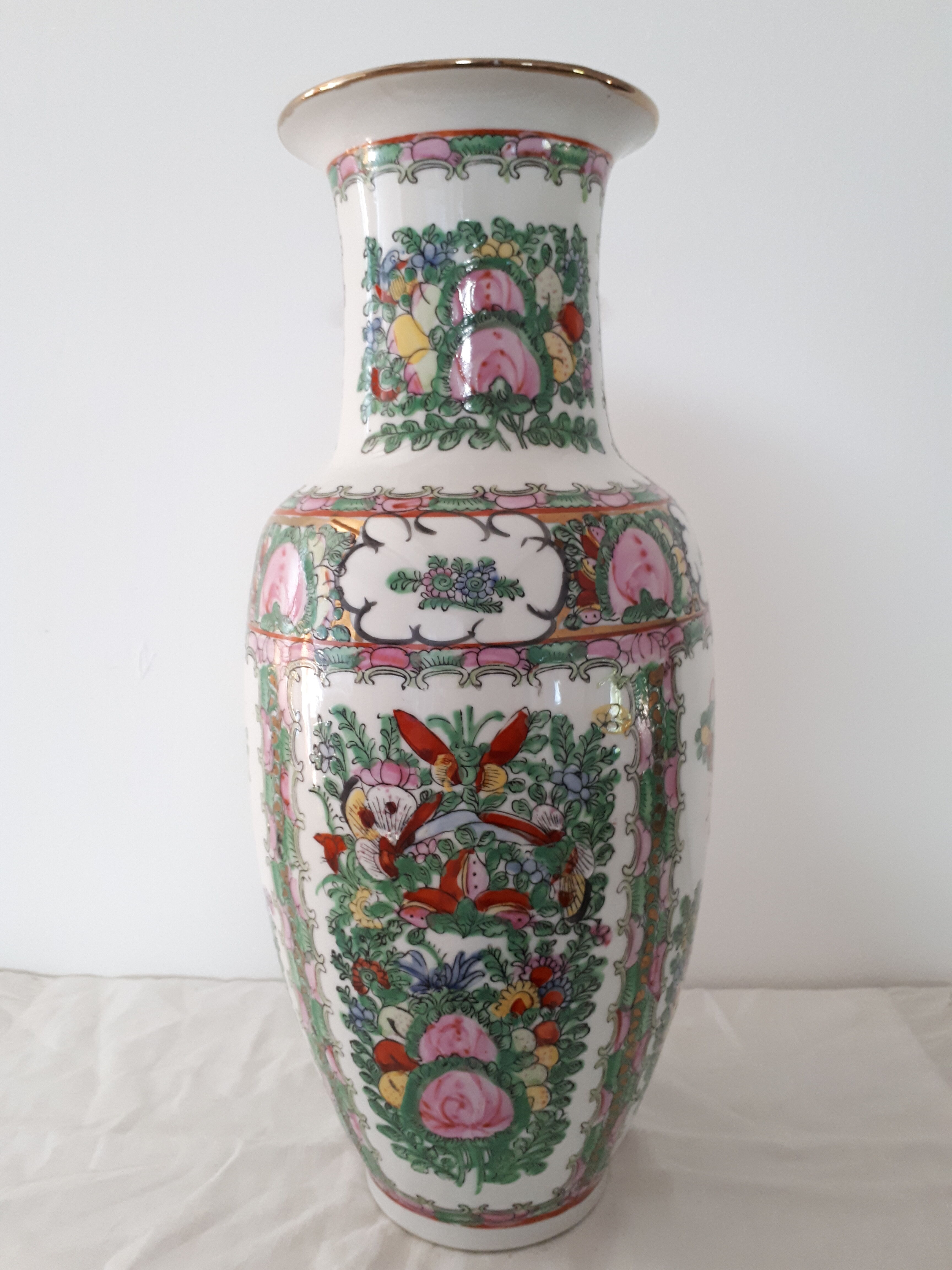 Chinese hand-painted porcelain vase, signed