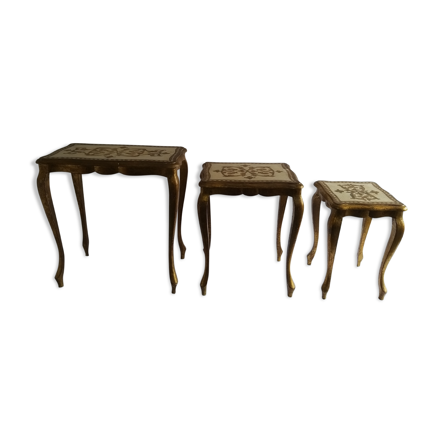 Golden wood trundle table Selency