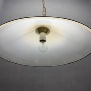 White Murano Glass Pendant Light with Black Rim, Italy, Mid-Century