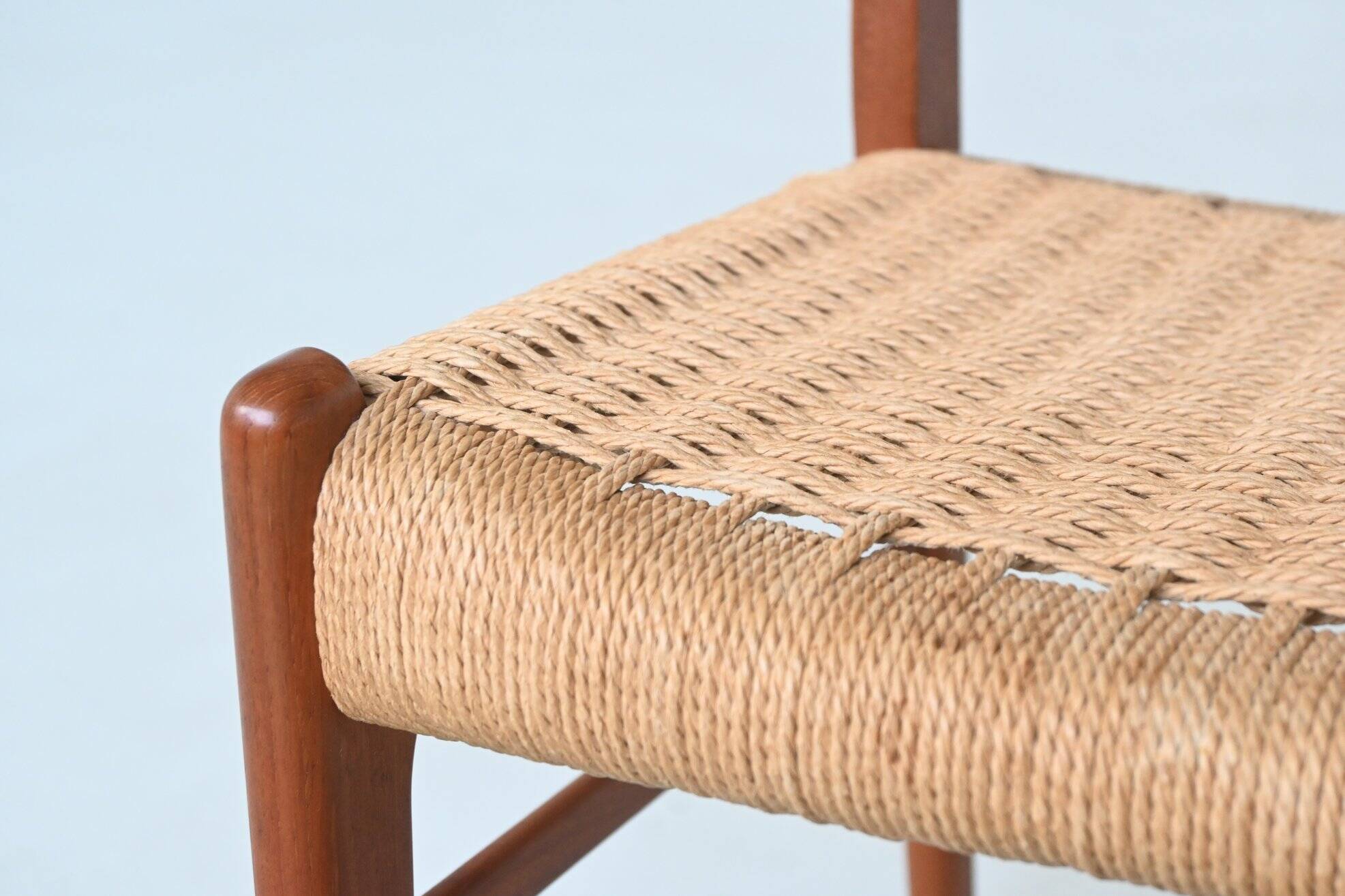 Arne Wahl Iversen set of six dining chairs in teak Glyngore Denmark 1960