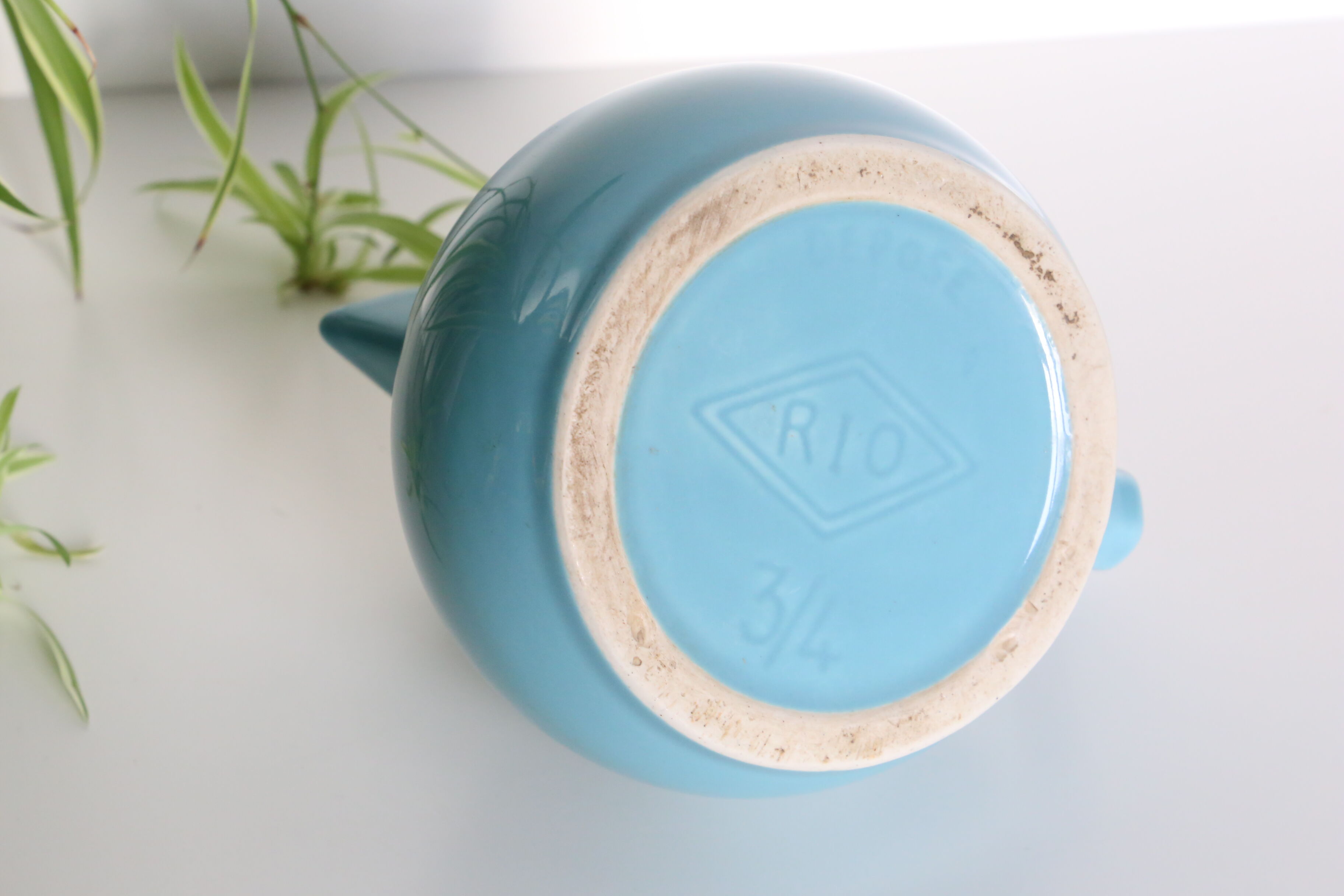 Blue water pitcher, plain, 1960s