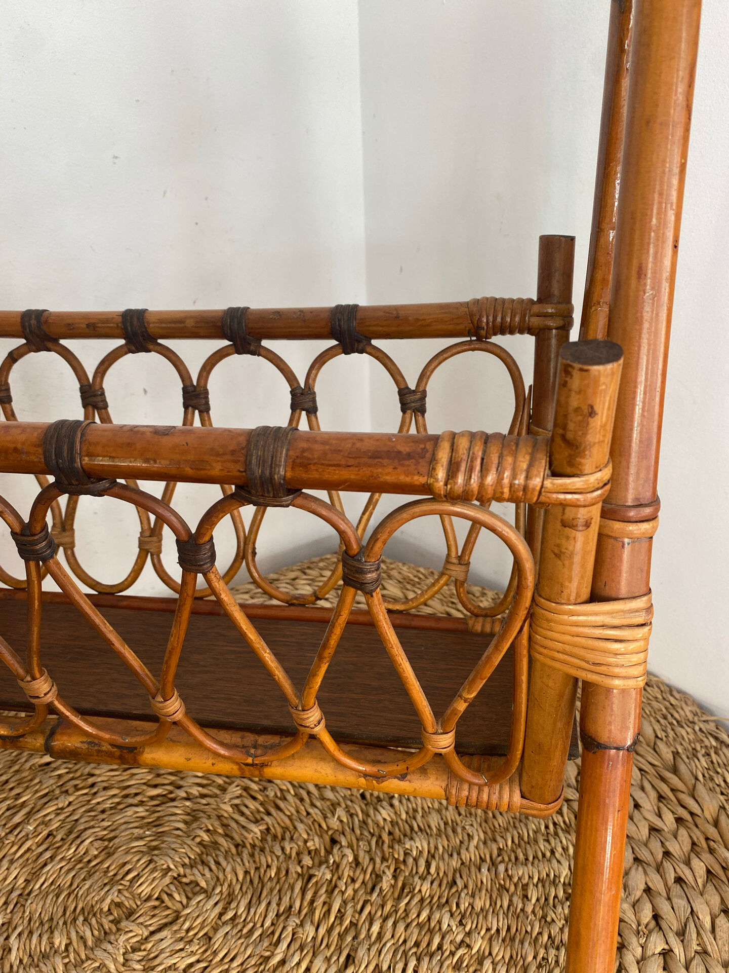 Bamboo and rattan magazine rack, 1960s