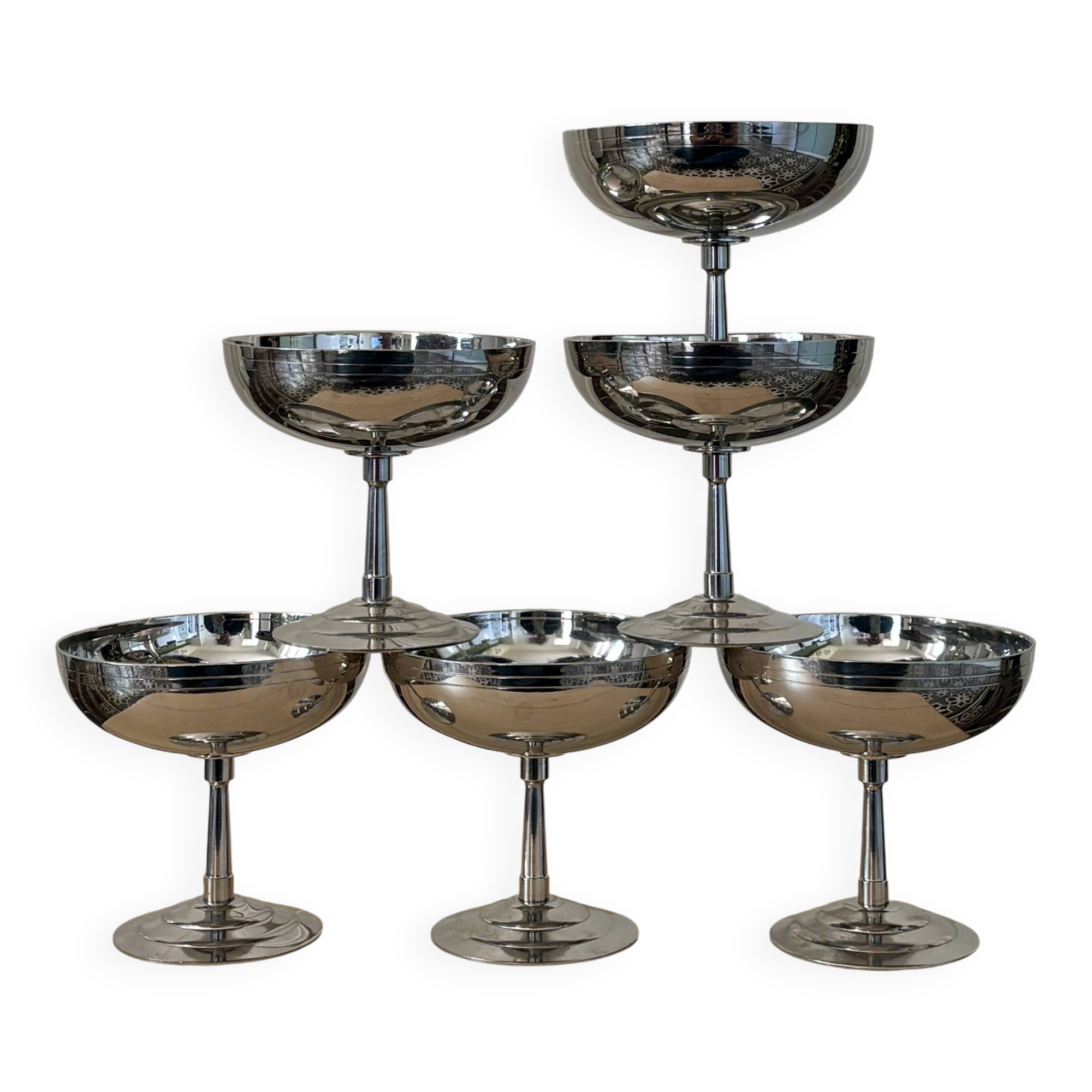 Lot de 6 coupes vintage en inox