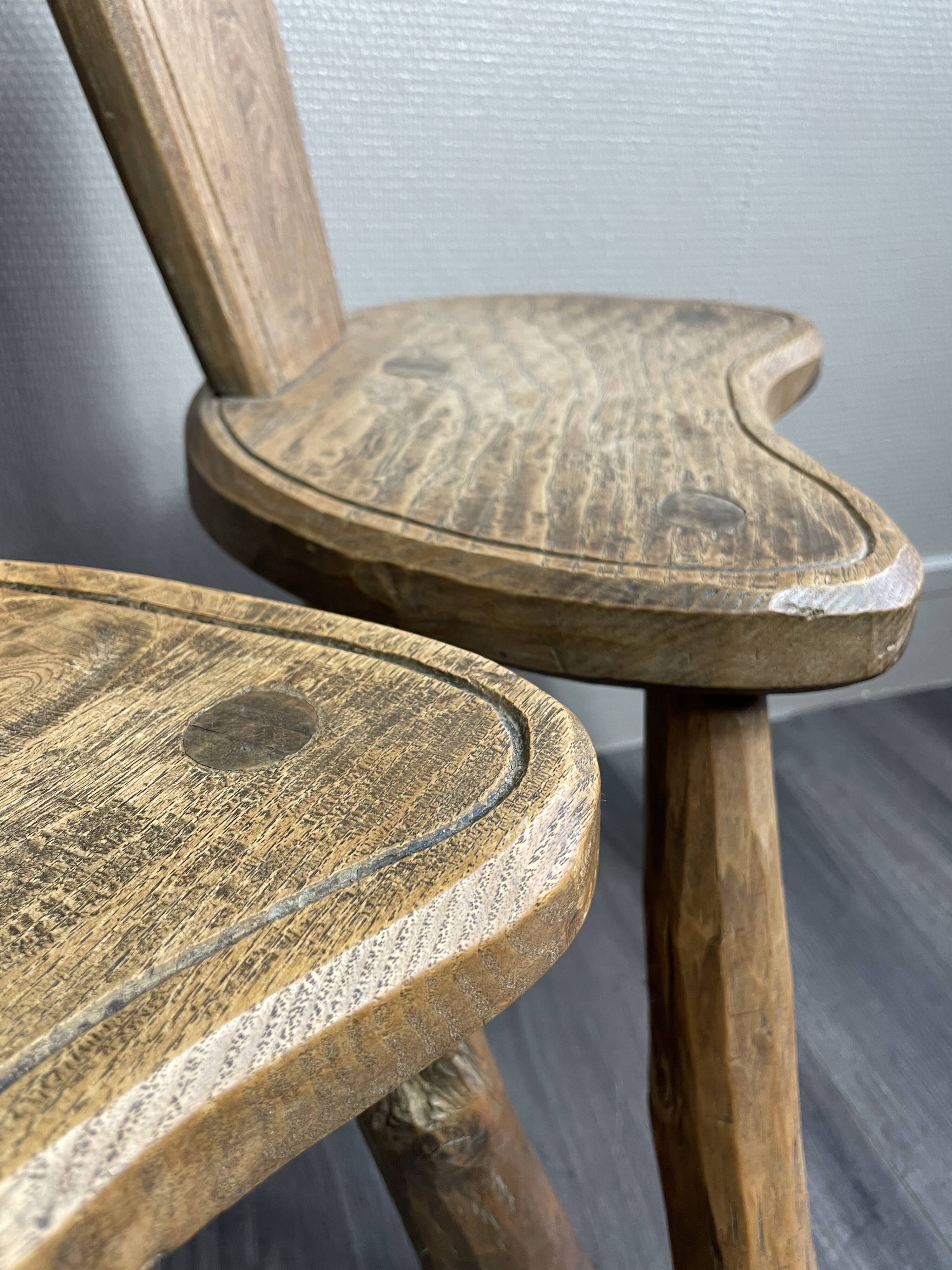 Pair of solid wood farmhouse stools