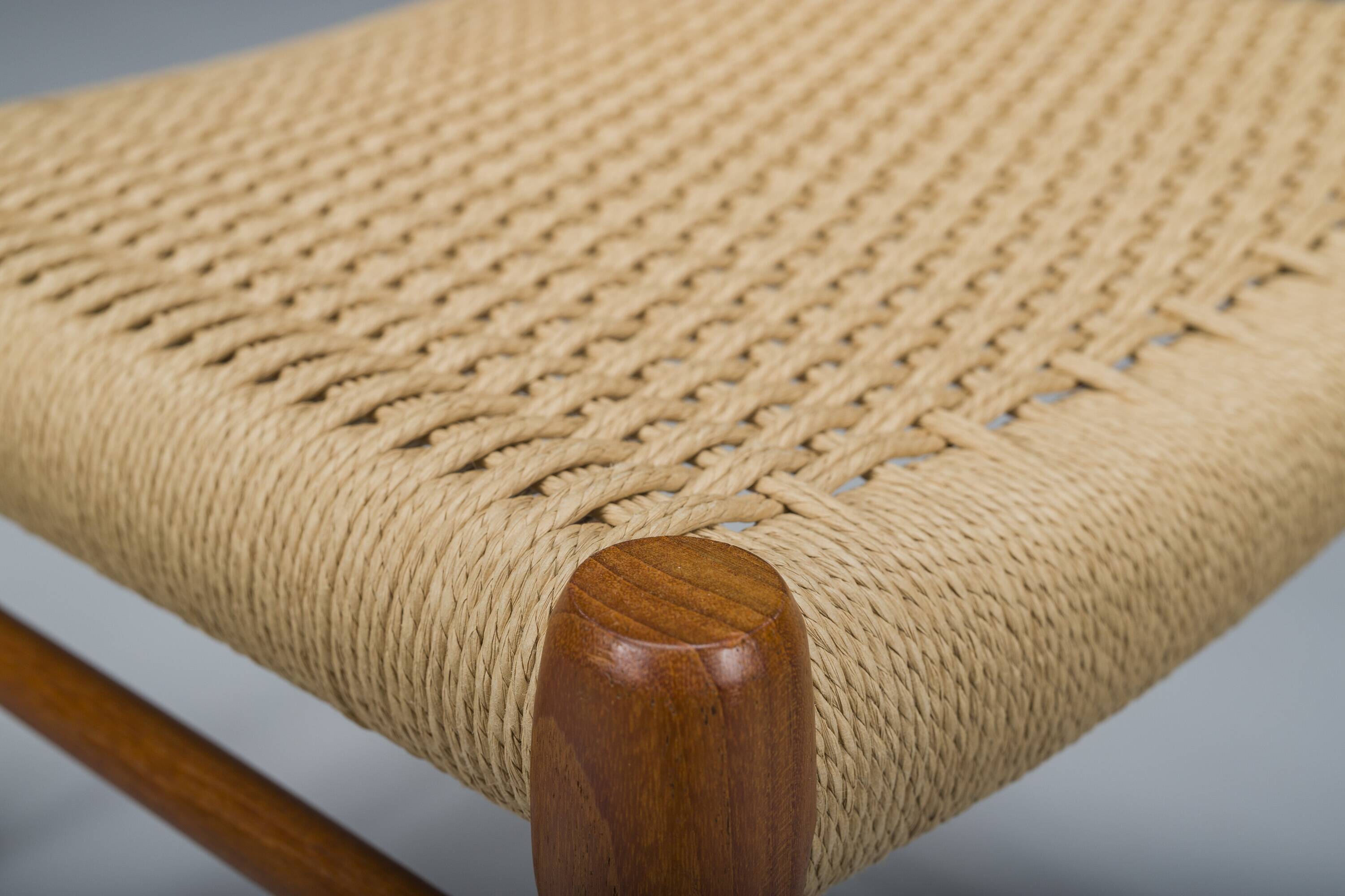 Danish Teak Mod. 77 Dining Chairs with Paper Cord by Niels O. Møller for JL Møllers, 1959, Set of