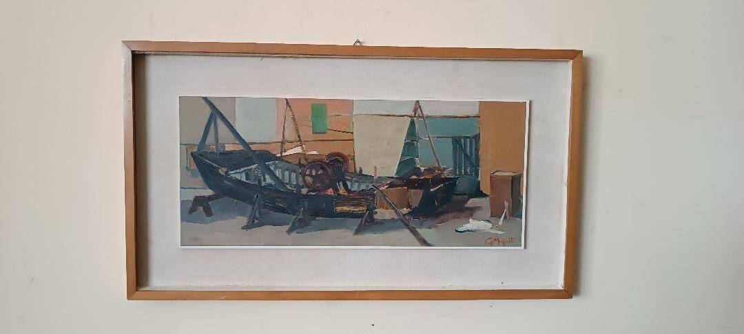 Marine painting oil on panel signed 50s/60s