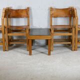 Ensemble de 4 chaises et table basse Maison Regain, France, circa 1970