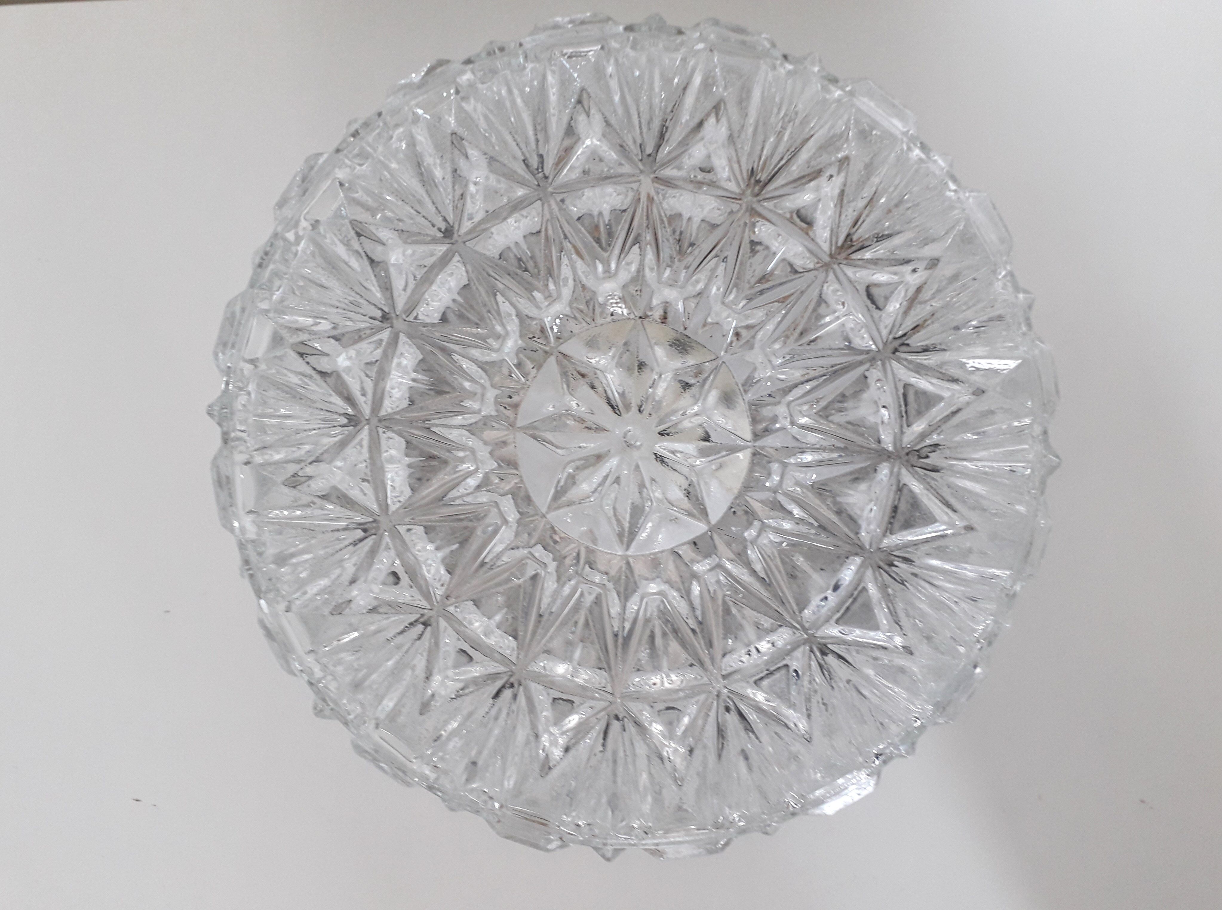 Vintage ceiling lamp / wall lamp - Molded glass - Round shape - 1970