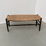 Oak and straw farm bench