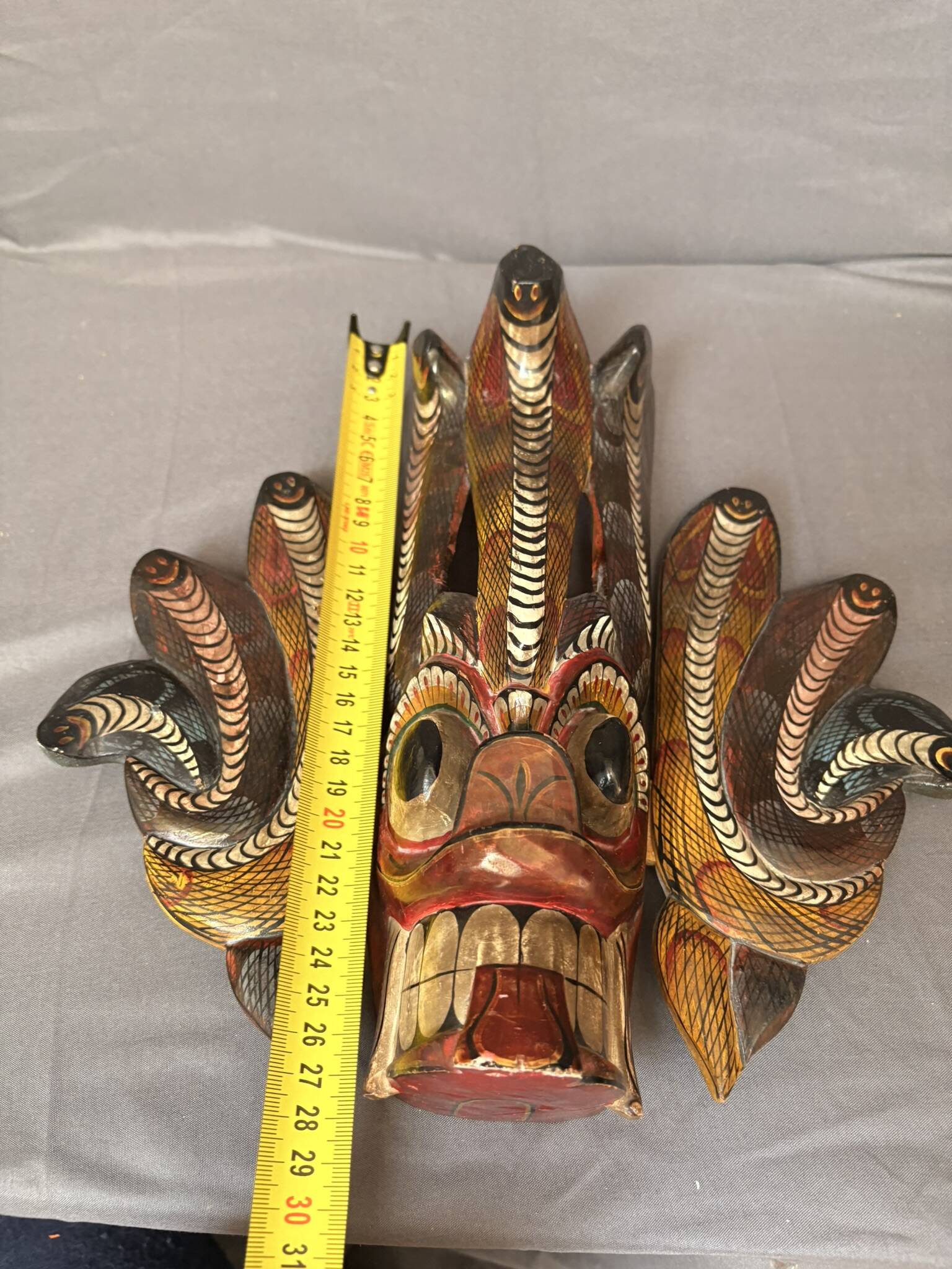 Ancient Sculpture Mask Wood Sri Lanka Naga Raksha Cobra Demon Kolam