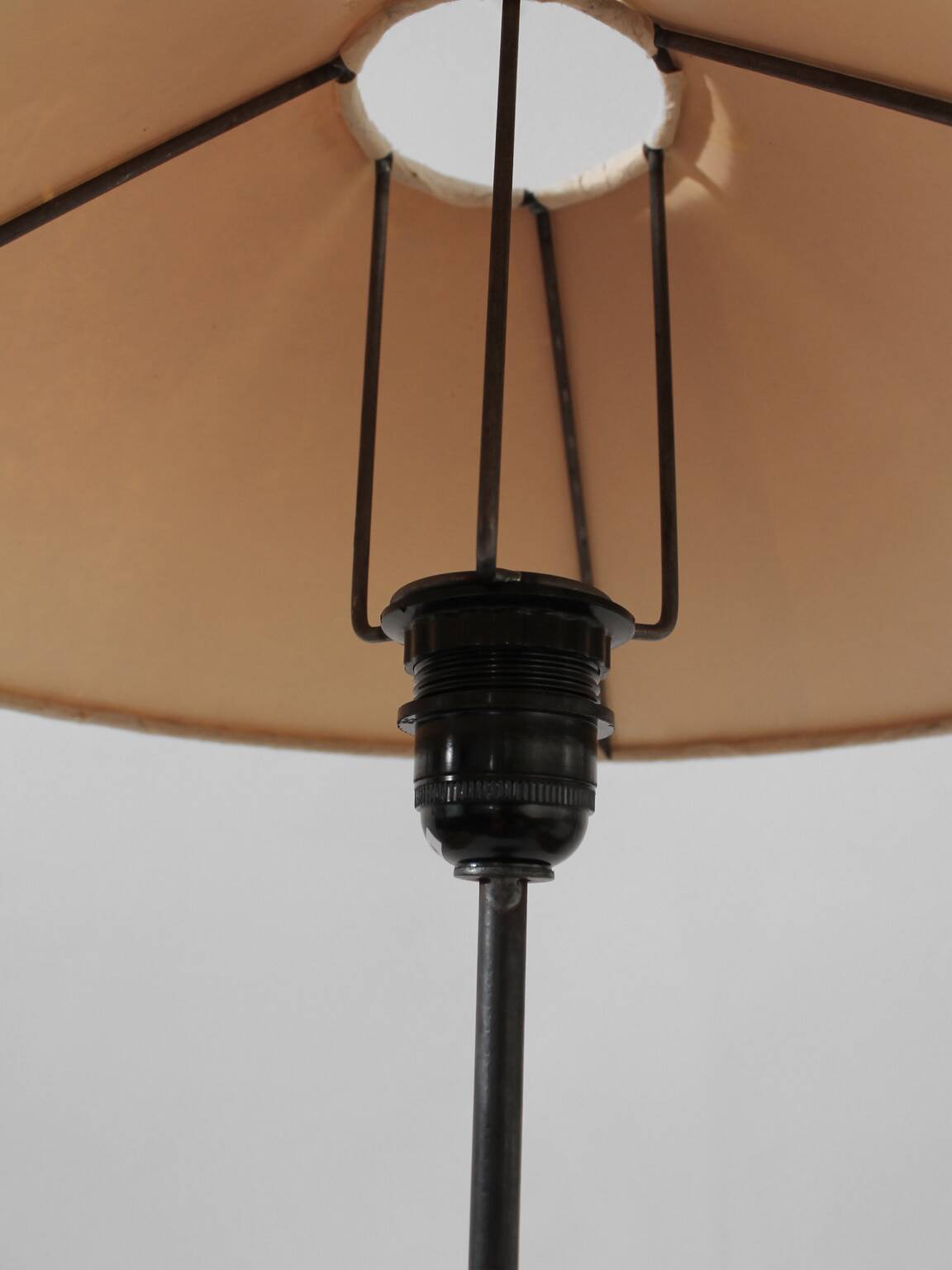 Mid-Century Swedish Wood And Iron Tall Lamp